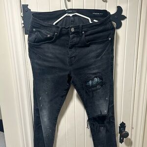 W30” purple brand jeans gray black bandana 3m paisley w white paint..